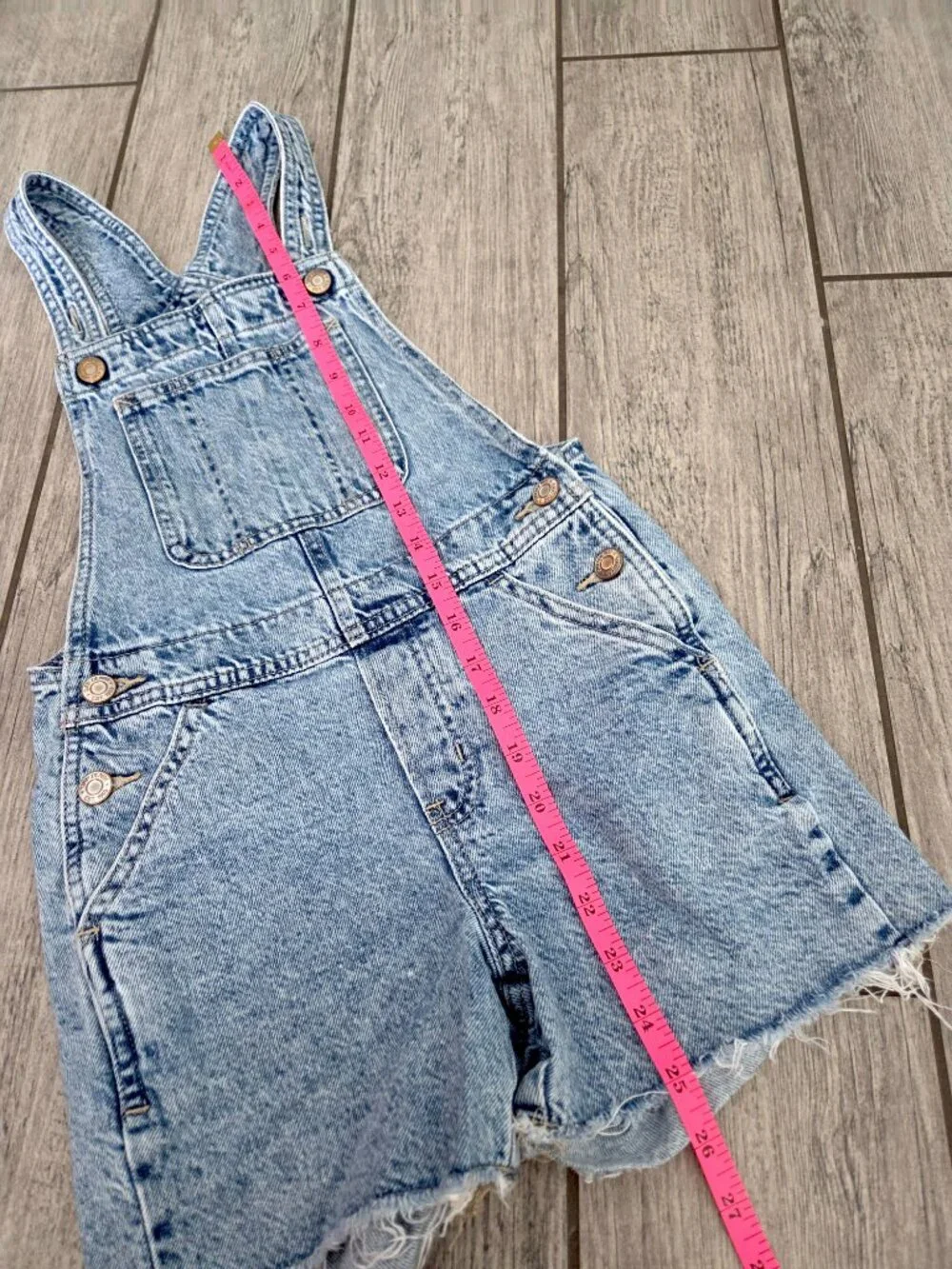Gap Denim Girls Light Wash Raw Hem Shortalls Overalls Size 8